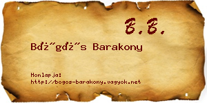 Bögös Barakony névjegykártya